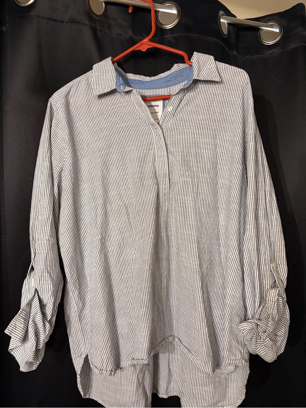 Sonoma Blue and White Pinstripe Button-Down Shirt